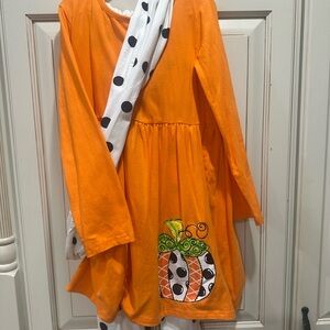 Girls Fall/Thanksgiving Outfit with Polka Dot Scarf